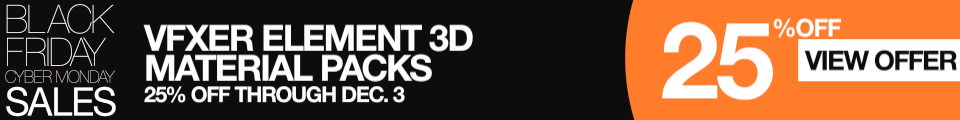 vfxer element 3d material packs black friday sale 2020